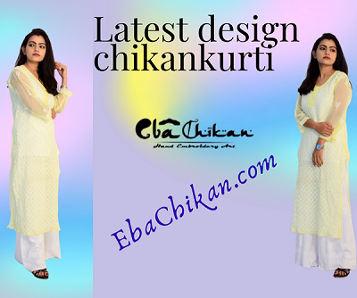 Latest Design Chikan Kurti : chikan suit latest design
